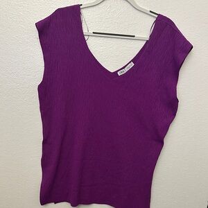 Zara Vibrant Purple V-Neck Blouse